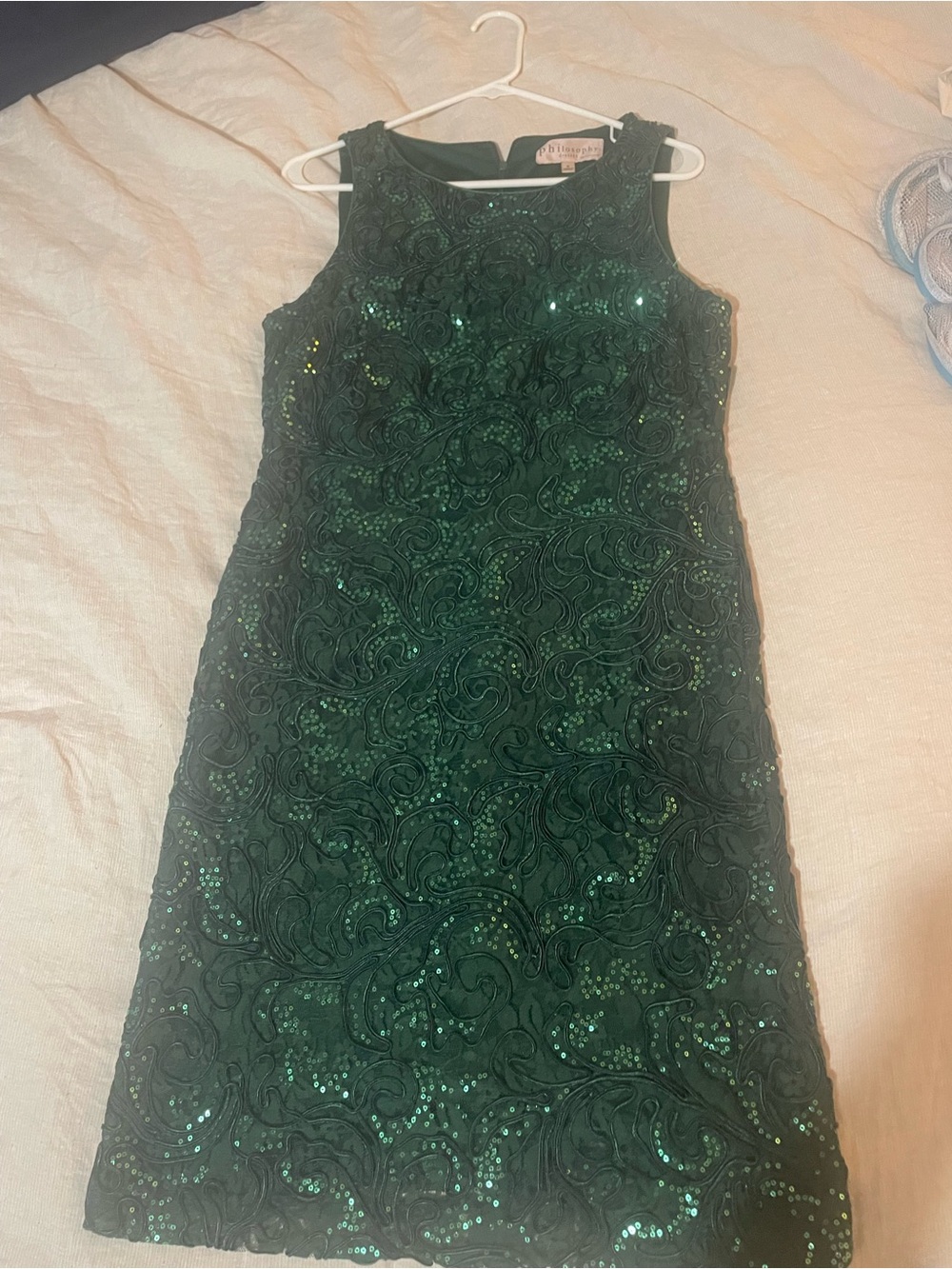 Philosophy Emerald Green Sequin Fit-and-Flare Dress